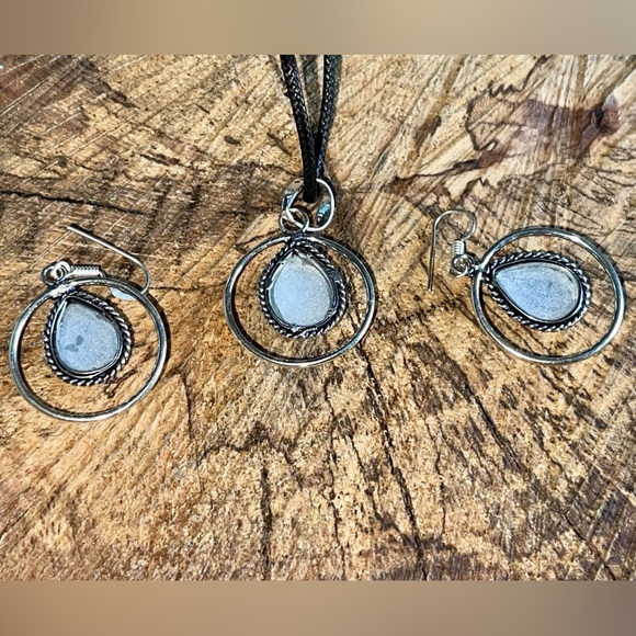 Set of Angelite Pendant & Earrings - Picture 5 of 11